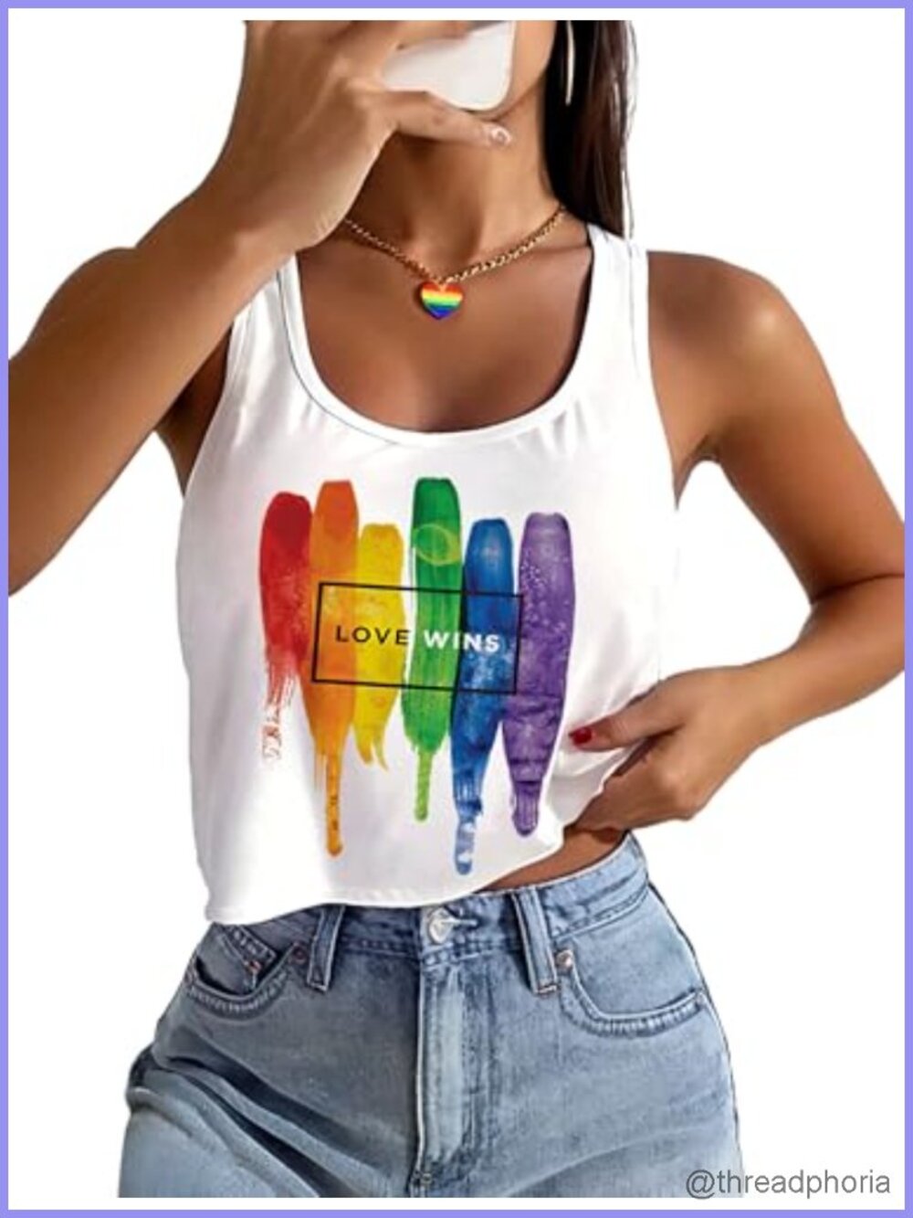 Pride Rainbow Crop Tank Top Sleeveless LGBTQ Support Tee